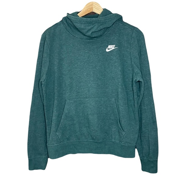 Nike Essentials Womens Fleece Hoodie Sweatshirt Size Small Funnel Neck Teal - Picture 1 of 8